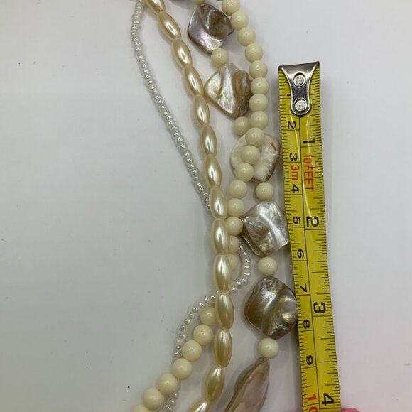 AVON Vintage Mother of Pearl Multi Strands Beaded Faux Pearl Necklace - Picture 7 of 8